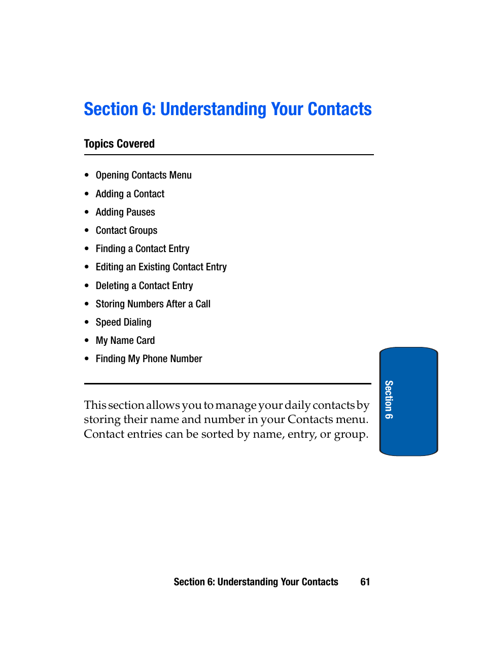 Section 6: understanding your contacts | Samsung SCH-A950WRVXAR User Manual | Page 61 / 196