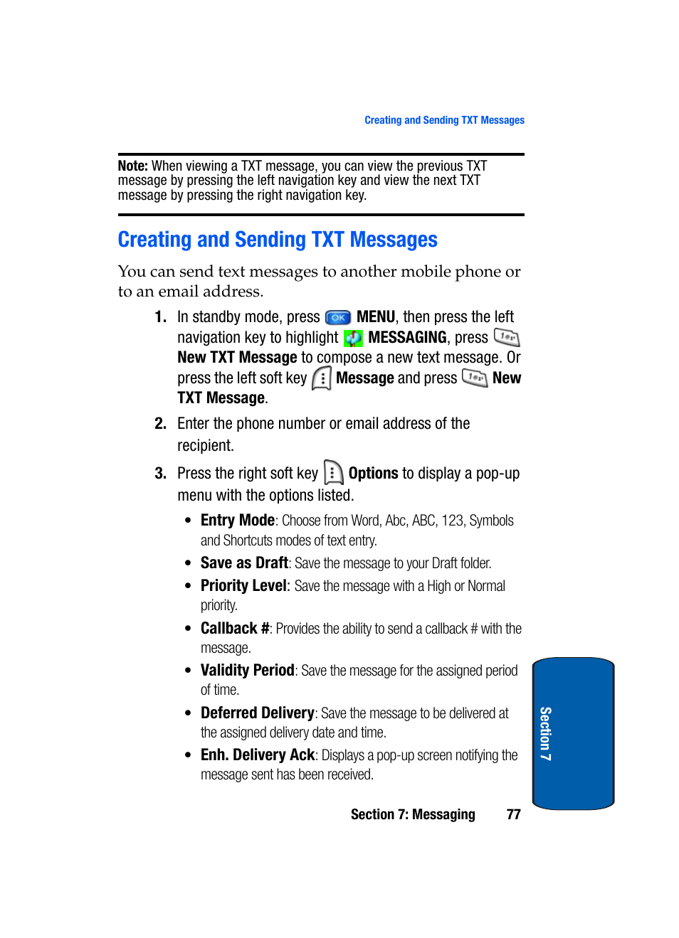 Creating and sending txt messages | Samsung SCH-A950WRVXAR User Manual | Page 77 / 196