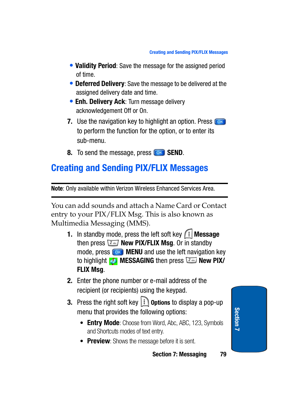 Creating and sending pix/flix messages | Samsung SCH-A950WRVXAR User Manual | Page 79 / 196