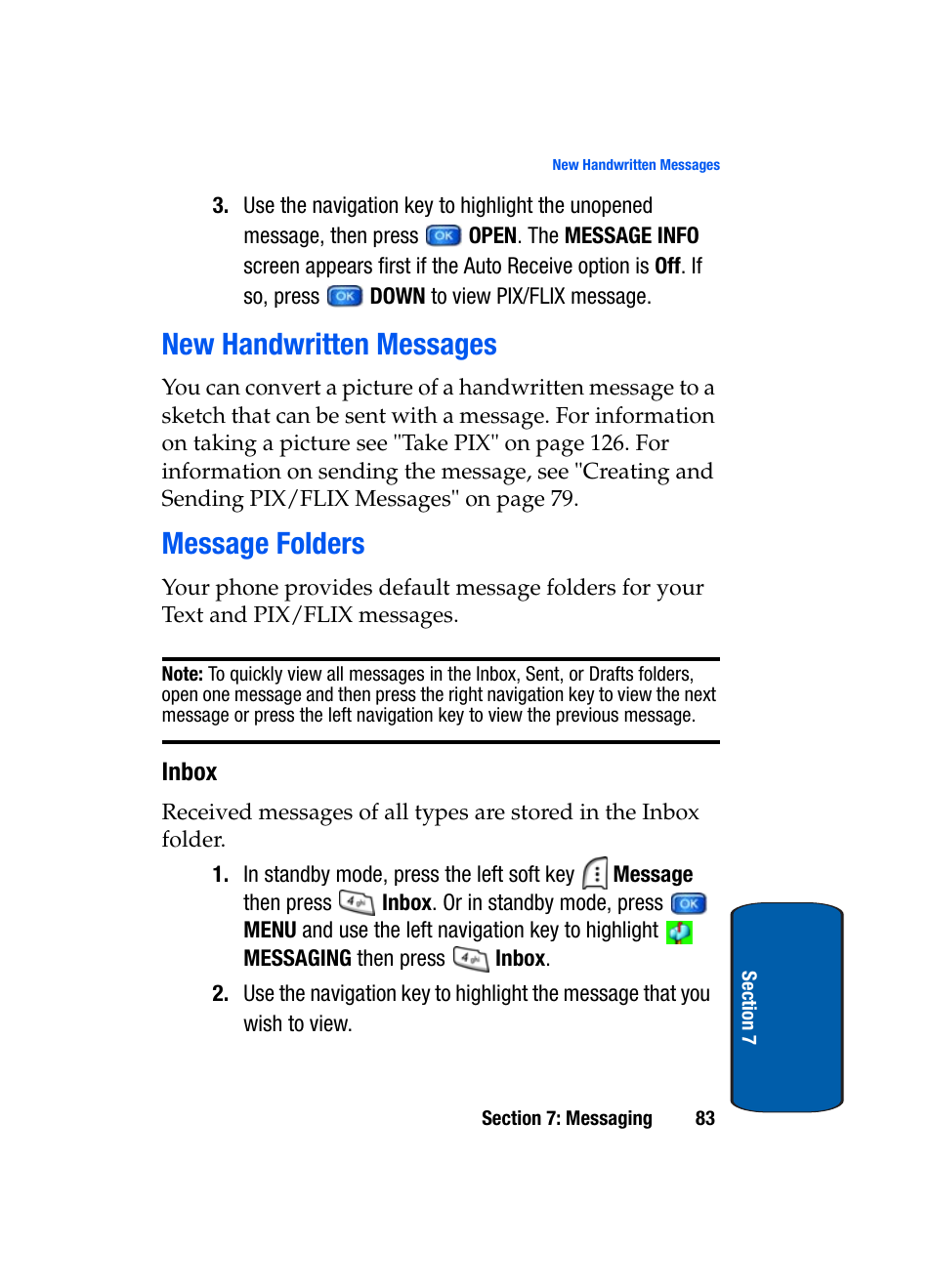 New handwritten messages, Message folders, Inbox | New handwritten messages message folders | Samsung SCH-A950WRVXAR User Manual | Page 83 / 196