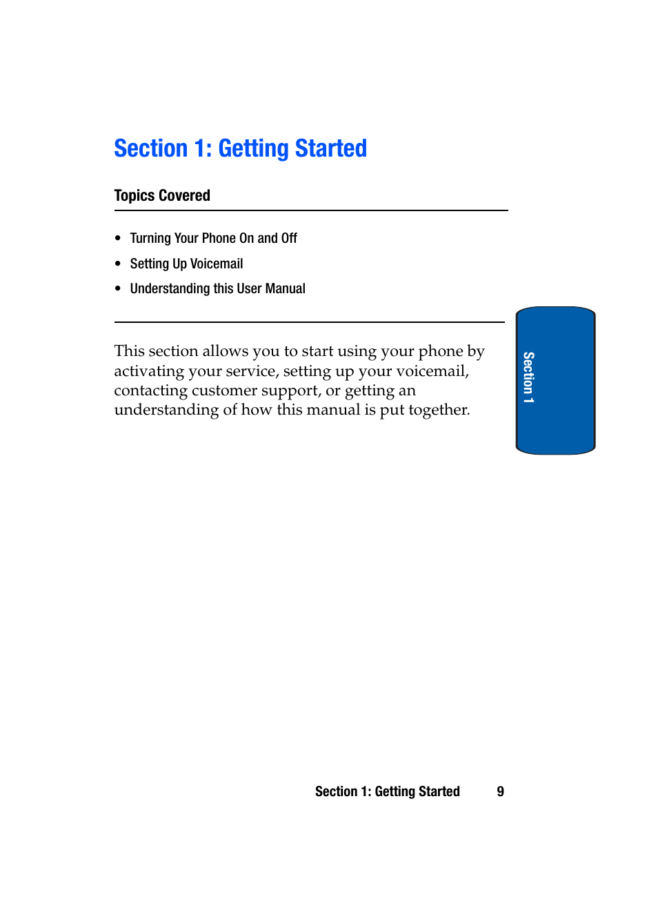 Section 1: getting started | Samsung SCH-A950WRVXAR User Manual | Page 9 / 196