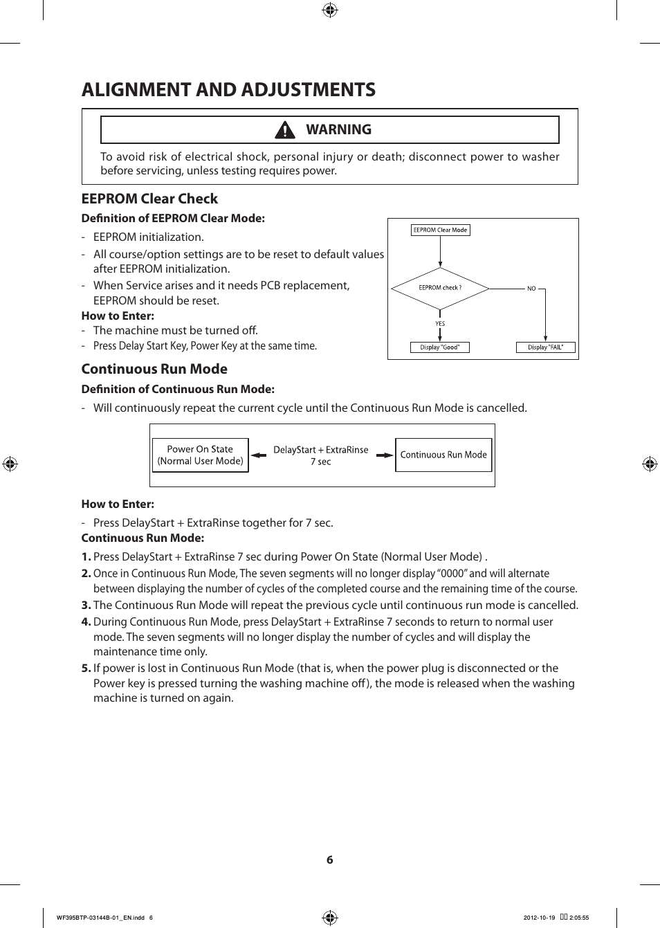 Alignment and adjustments | Samsung WF395BTPARA-A2 User Manual | Page 6 / 72