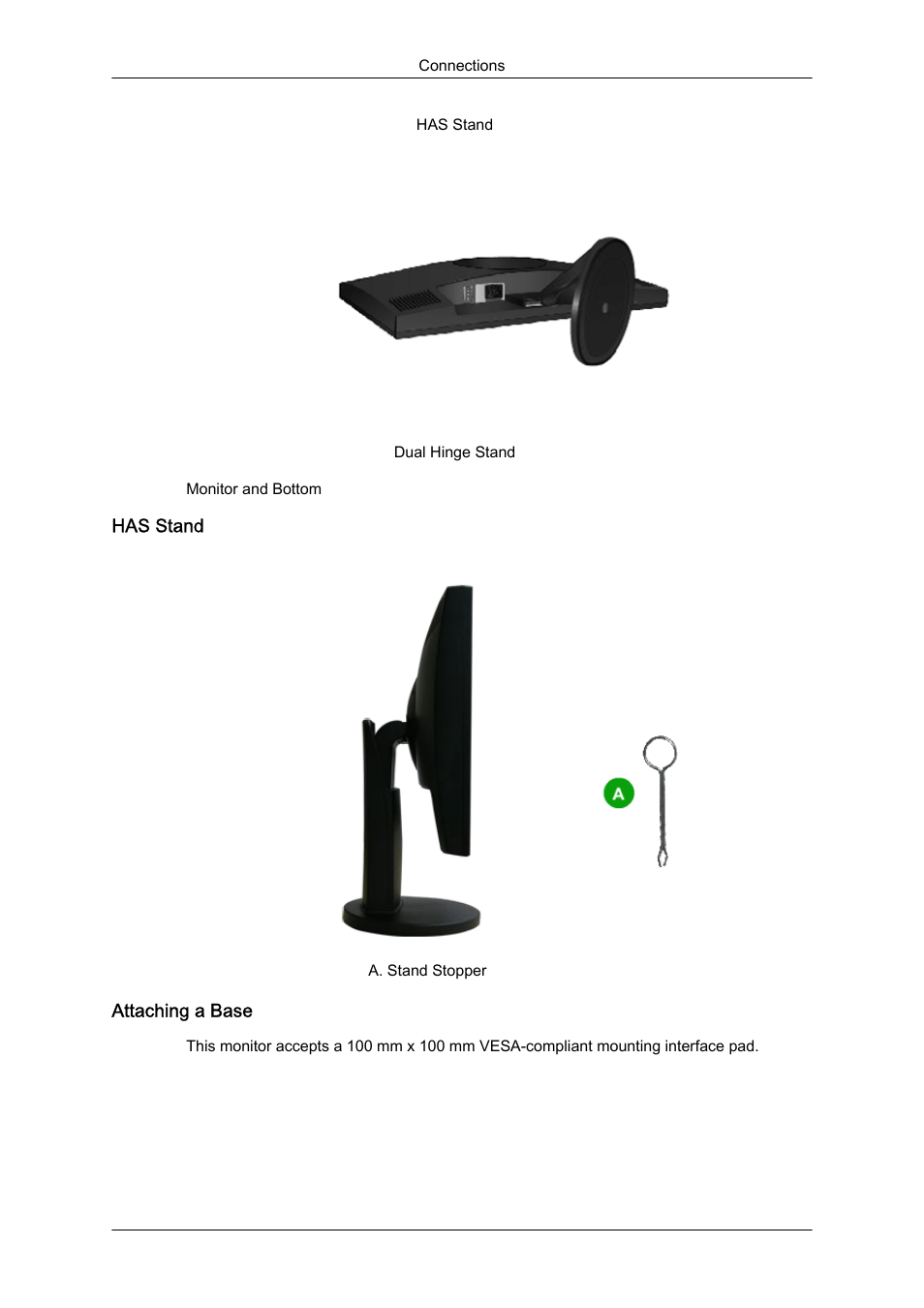 Has stand, Attaching a base | Samsung LS22MYZKFV-XAA User Manual | Page 12 / 25