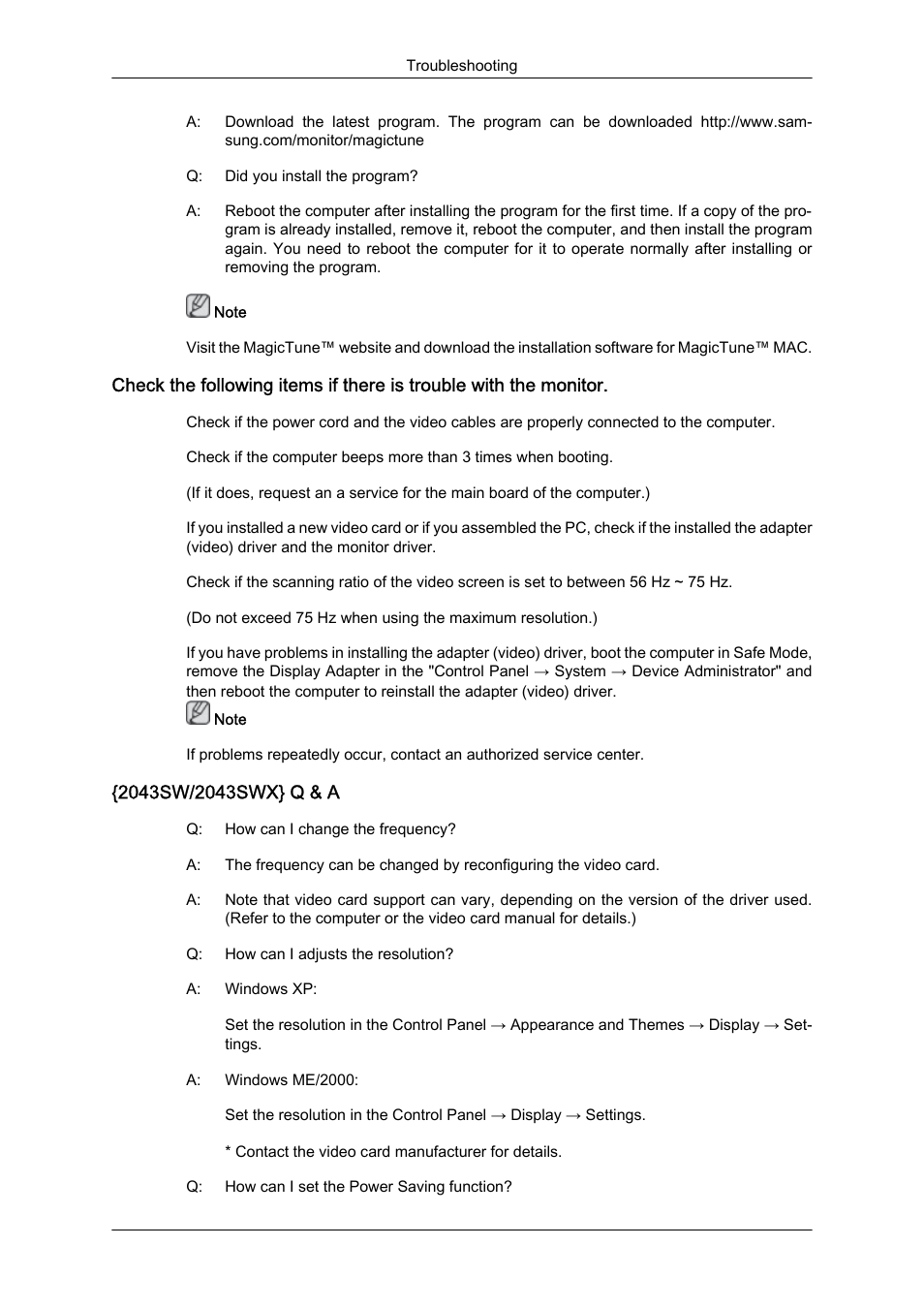 2043sw/2043swx} q & a | Samsung LS22MYZKFV-XAA User Manual | Page 18 / 25