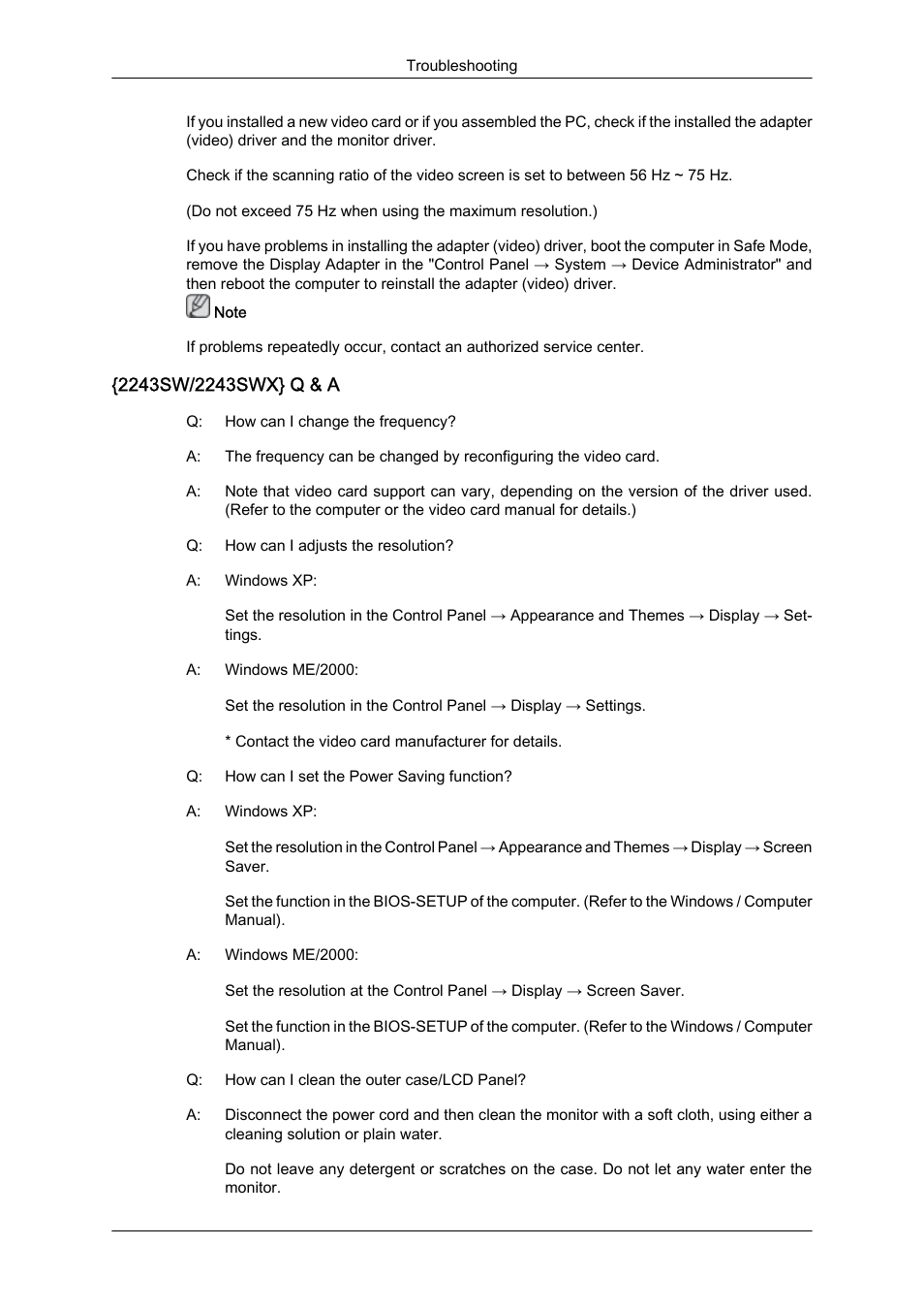 2243sw/2243swx} q & a | Samsung LS22MYZKFV-XAA User Manual | Page 24 / 25