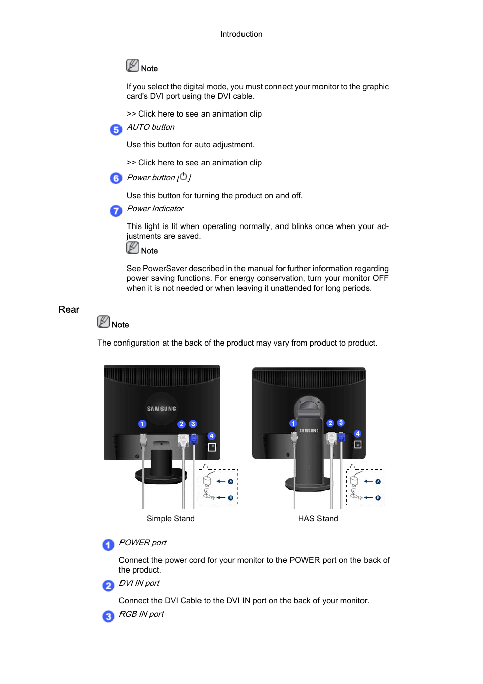 Rear | Samsung LS22MYZKFV-XAA User Manual | Page 5 / 25