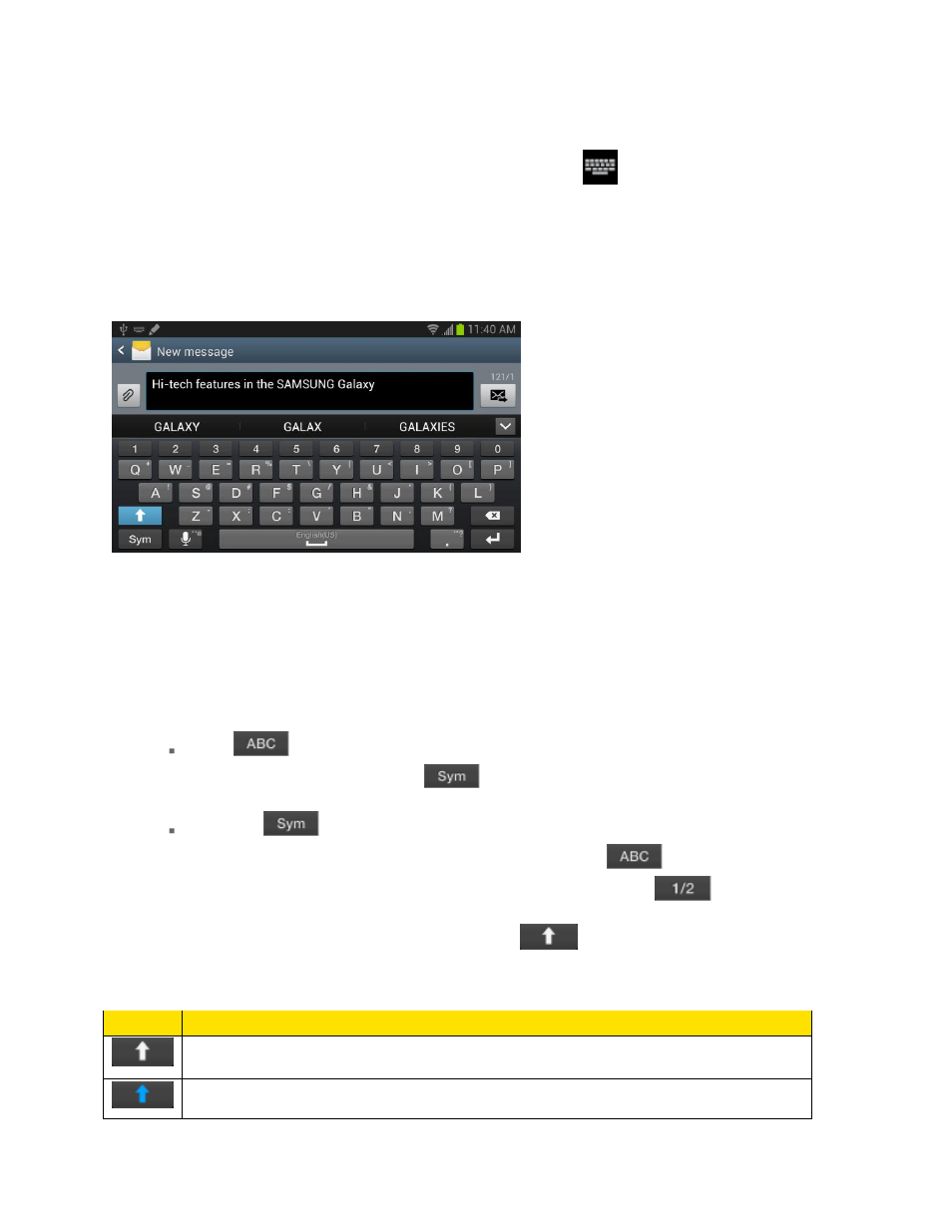 Samsung keyboard input options | Samsung SPH-L900TSASPR User Manual | Page 46 / 267