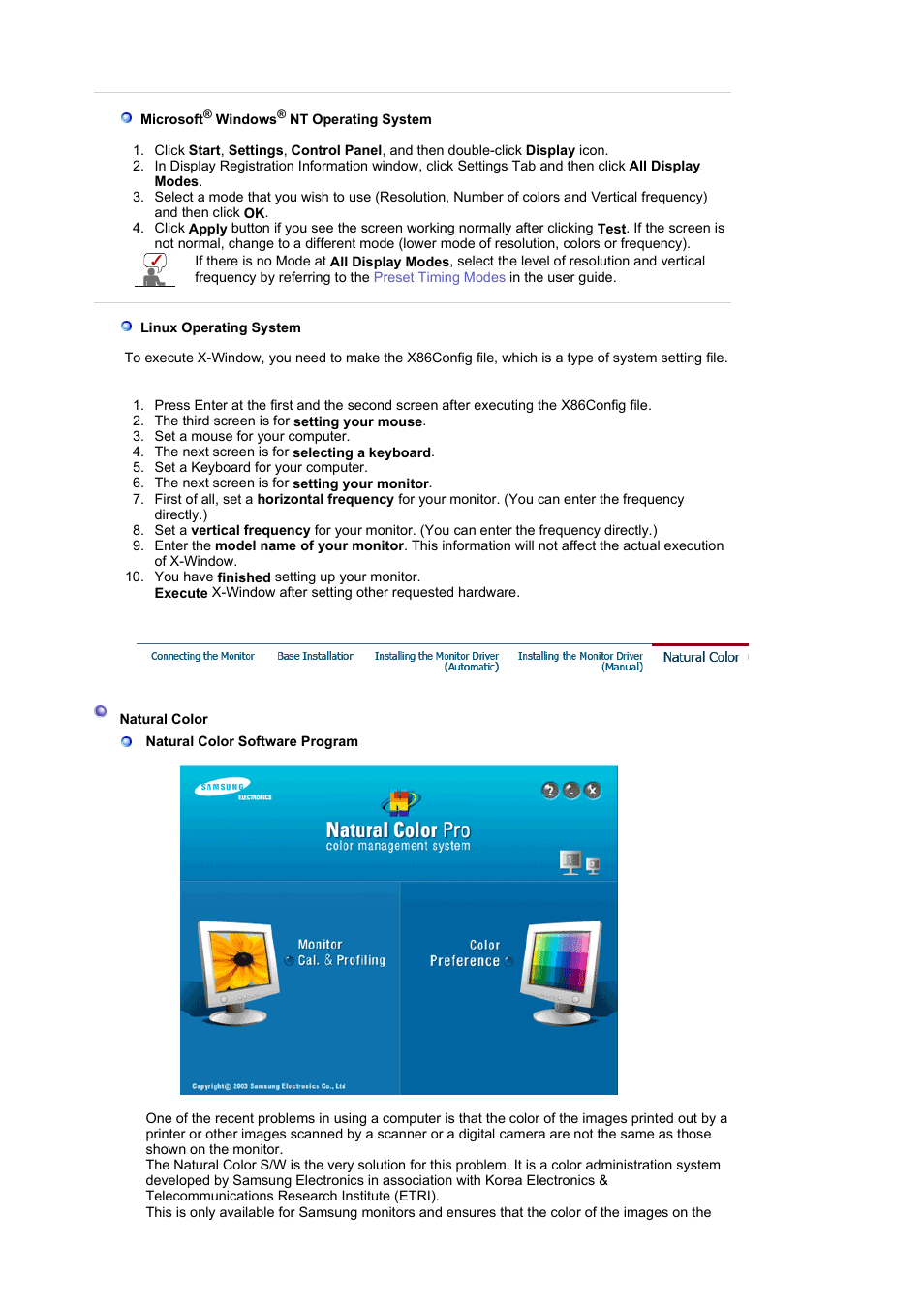 Natural color | Samsung LB15VSPNK-XBM User Manual | Page 26 / 82