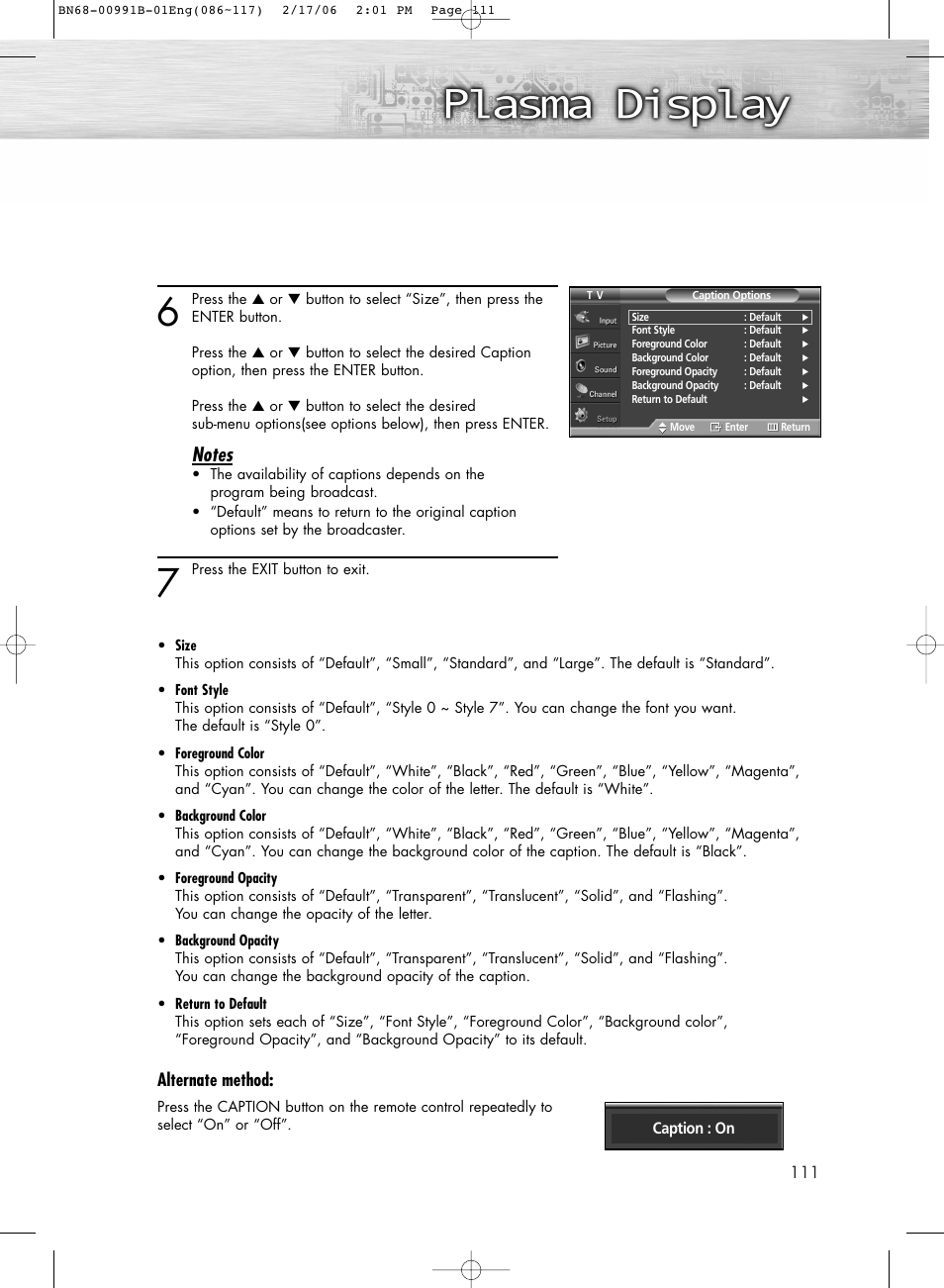 Alternate method | Samsung HPS4253X-XAP User Manual | Page 111 / 144