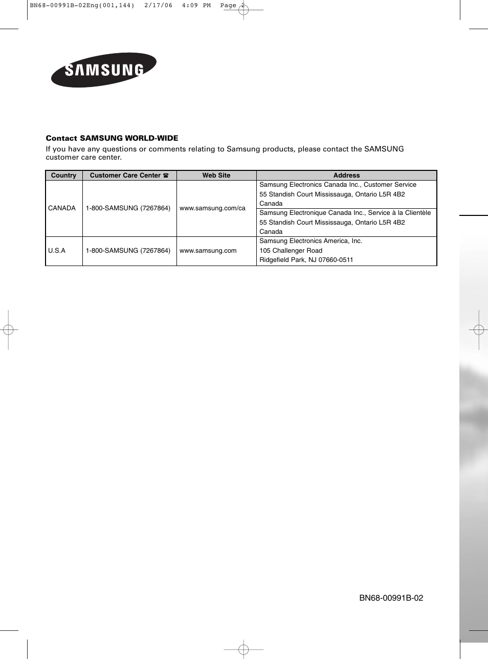 Samsung HPS4253X-XAP User Manual | Page 144 / 144