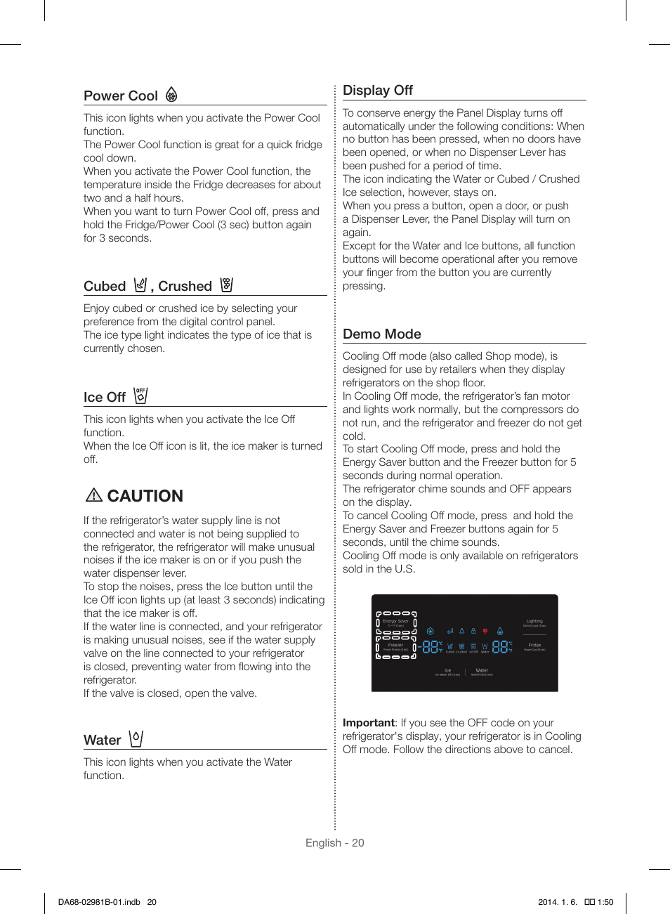Caution | Samsung RS25H5121SR-AA User Manual | Page 20 / 96