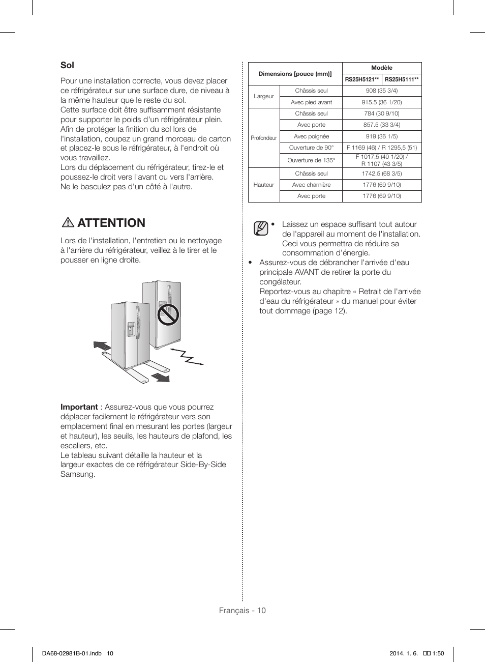 Attention | Samsung RS25H5121SR-AA User Manual | Page 74 / 96