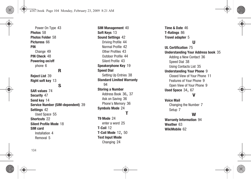 Samsung SGH-A167ZOAATT User Manual | Page 108 / 108