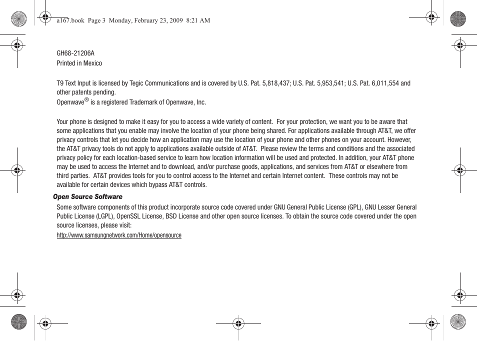 Samsung SGH-A167ZOAATT User Manual | Page 3 / 108