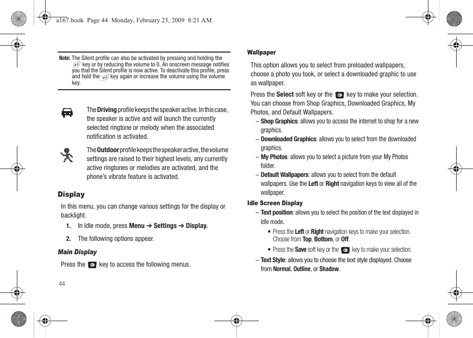 Display | Samsung SGH-A167ZOAATT User Manual | Page 48 / 108