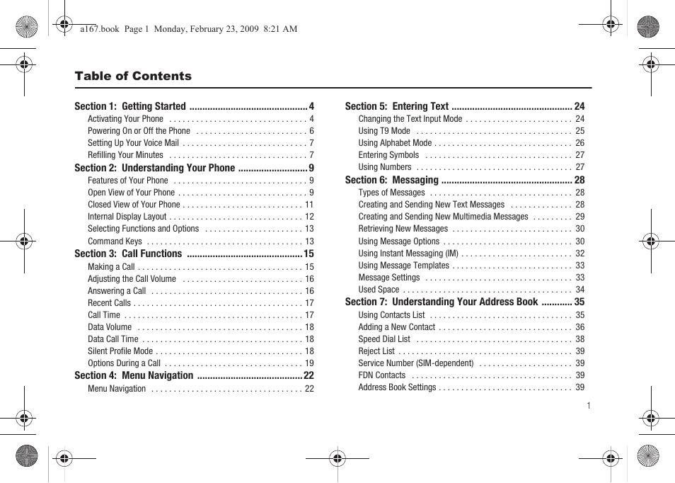 Samsung SGH-A167ZOAATT User Manual | Page 5 / 108