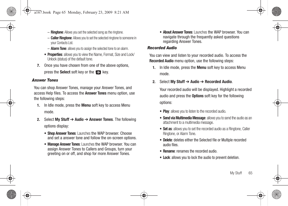Samsung SGH-A167ZOAATT User Manual | Page 69 / 108