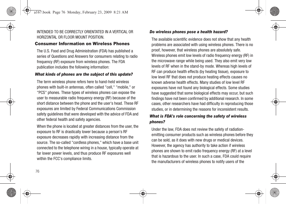 Consumer information on wireless phones | Samsung SGH-A167ZOAATT User Manual | Page 80 / 108