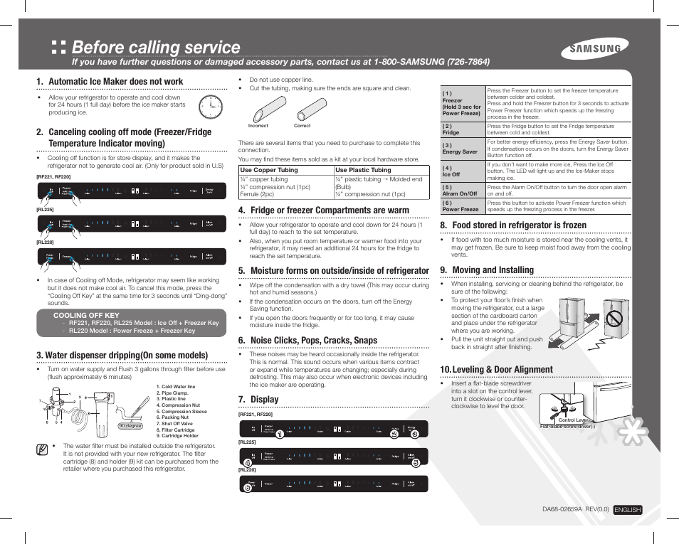 Samsung RF221NCTASP-AA User Manual | 2 pages