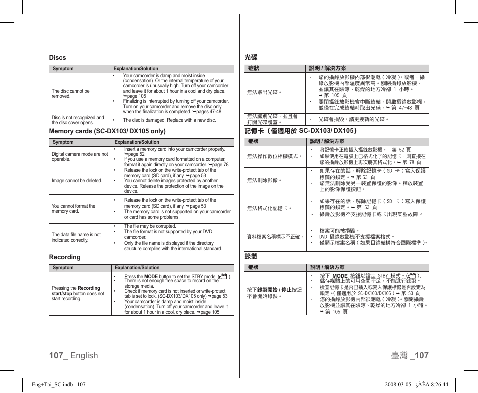 Samsung SC-DX103-XAP User Manual | Page 113 / 120