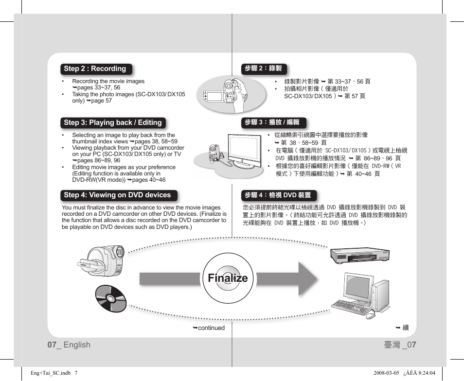 Finalize | Samsung SC-DX103-XAP User Manual | Page 13 / 120