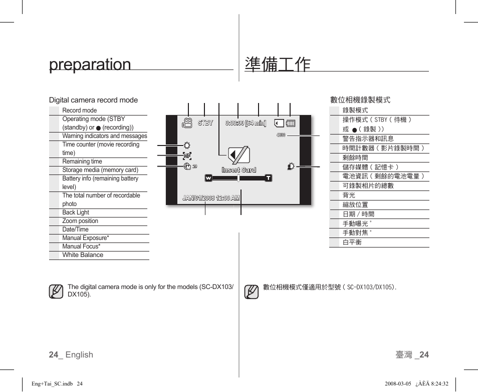 Preparation, 準備工作 | Samsung SC-DX103-XAP User Manual | Page 30 / 120