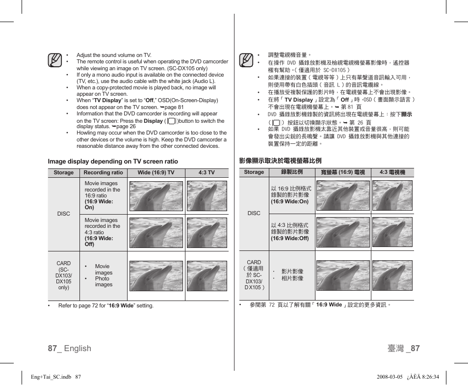 87 _ english 臺灣 _ 87 | Samsung SC-DX103-XAP User Manual | Page 93 / 120