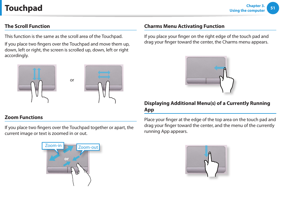 Touchpad | Samsung NP550P5C-A02UB User Manual | Page 52 / 138