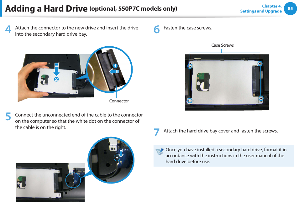 Adding a hard drive | Samsung NP550P5C-A02UB User Manual | Page 86 / 138
