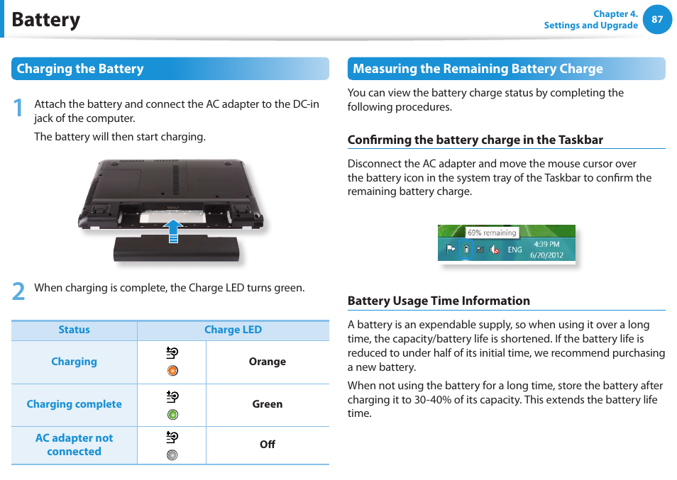 Battery | Samsung NP550P5C-A02UB User Manual | Page 88 / 138