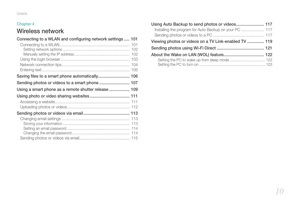 Wireless network | Samsung EV-NX1000BJPUS User Manual | Page 11 / 182