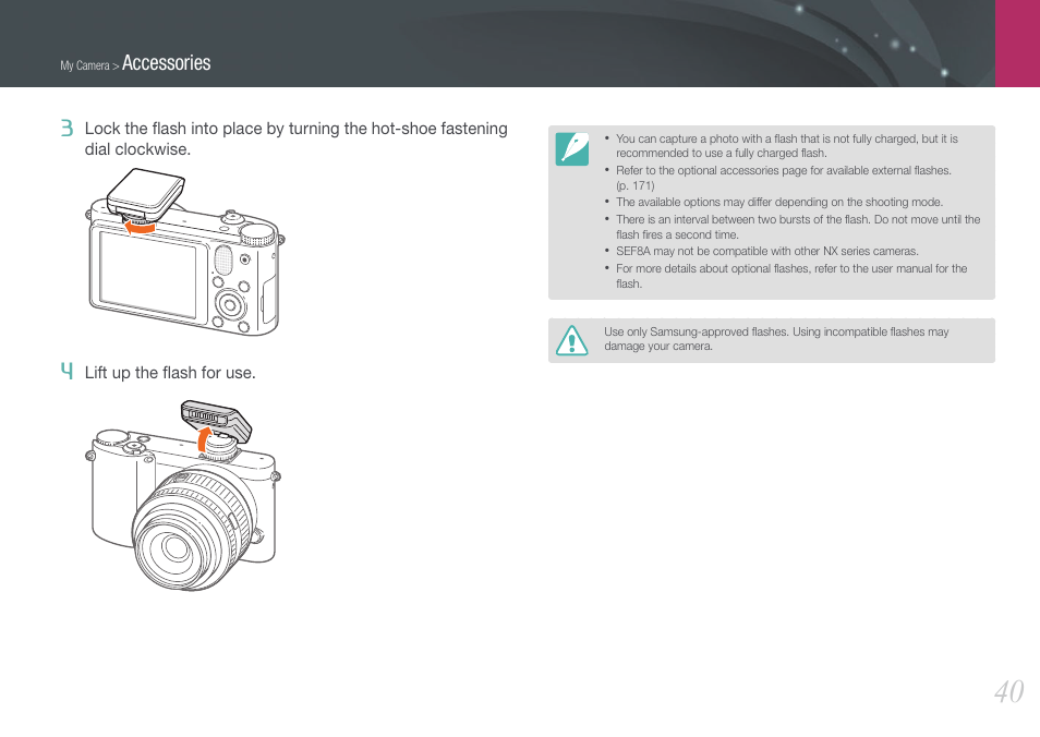 Accessories | Samsung EV-NX1000BJPUS User Manual | Page 41 / 182