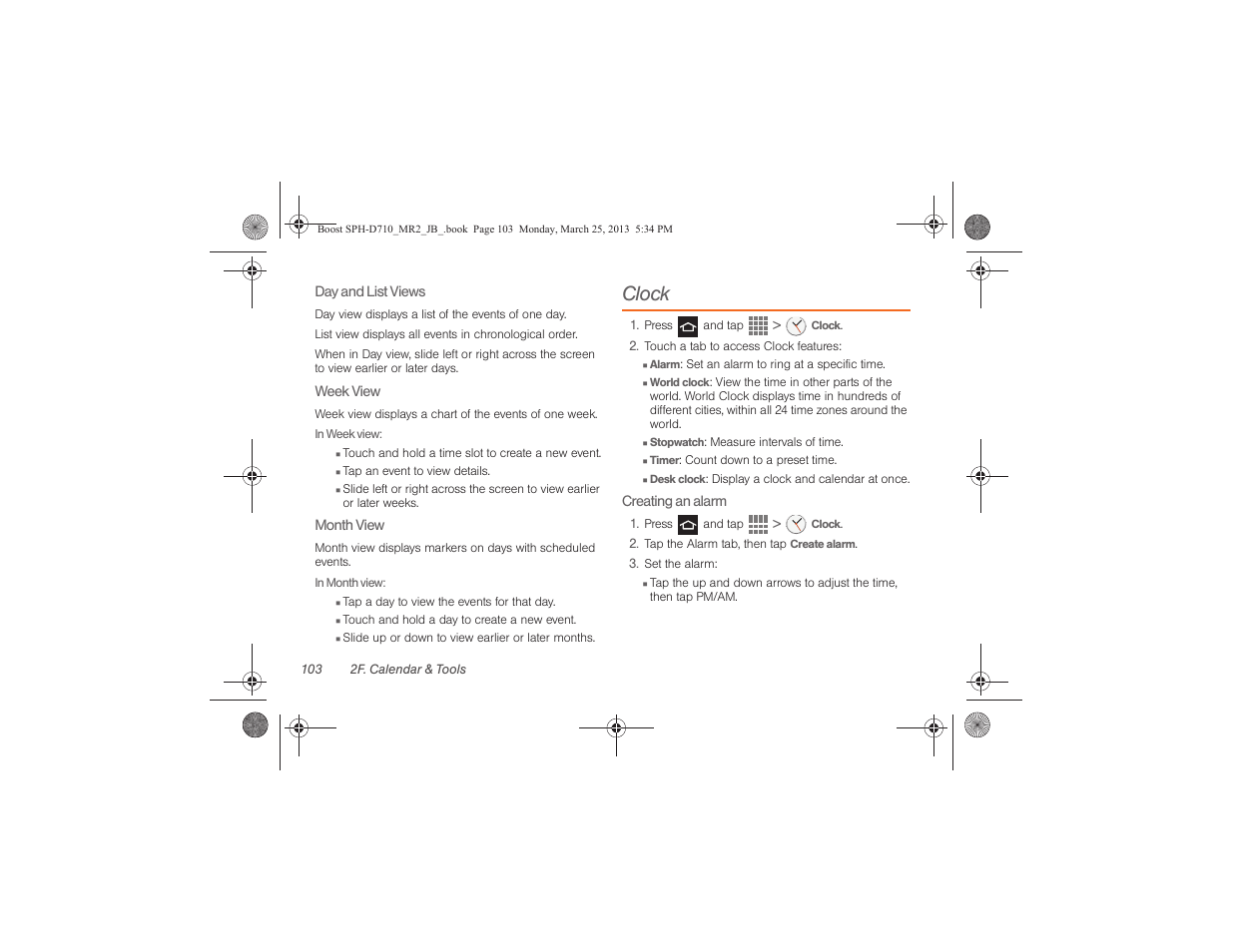 Clock | Samsung SPH-D710ZWABST User Manual | Page 118 / 252