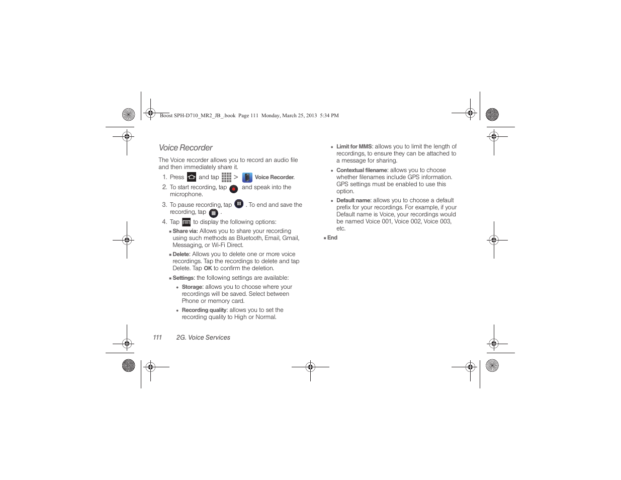 Voice recorder | Samsung SPH-D710ZWABST User Manual | Page 126 / 252