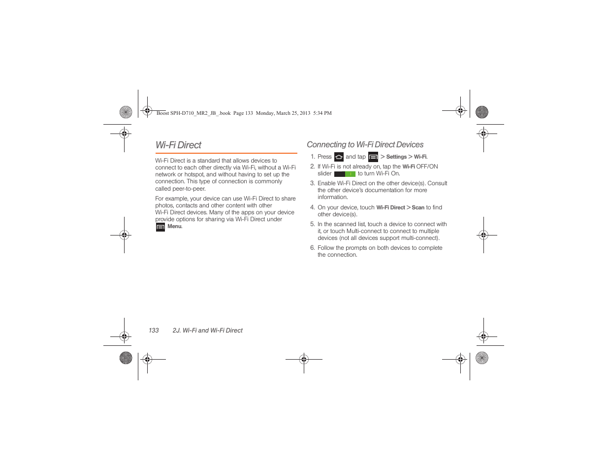 Wi-fi direct, Connecting to wi-fi direct devices | Samsung SPH-D710ZWABST User Manual | Page 148 / 252