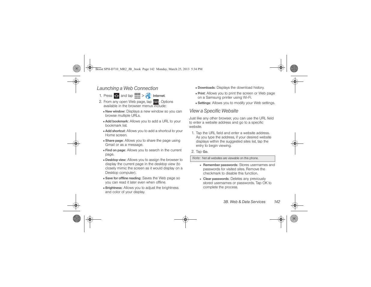 Launching a web connection, View a specific website | Samsung SPH-D710ZWABST User Manual | Page 157 / 252