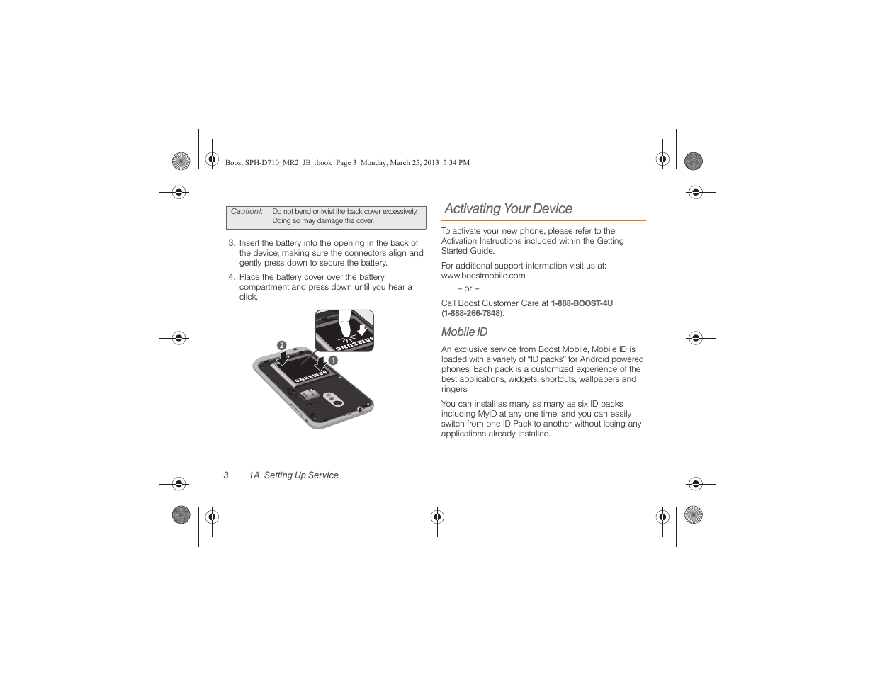 Activating your device, Mobile id | Samsung SPH-D710ZWABST User Manual | Page 18 / 252