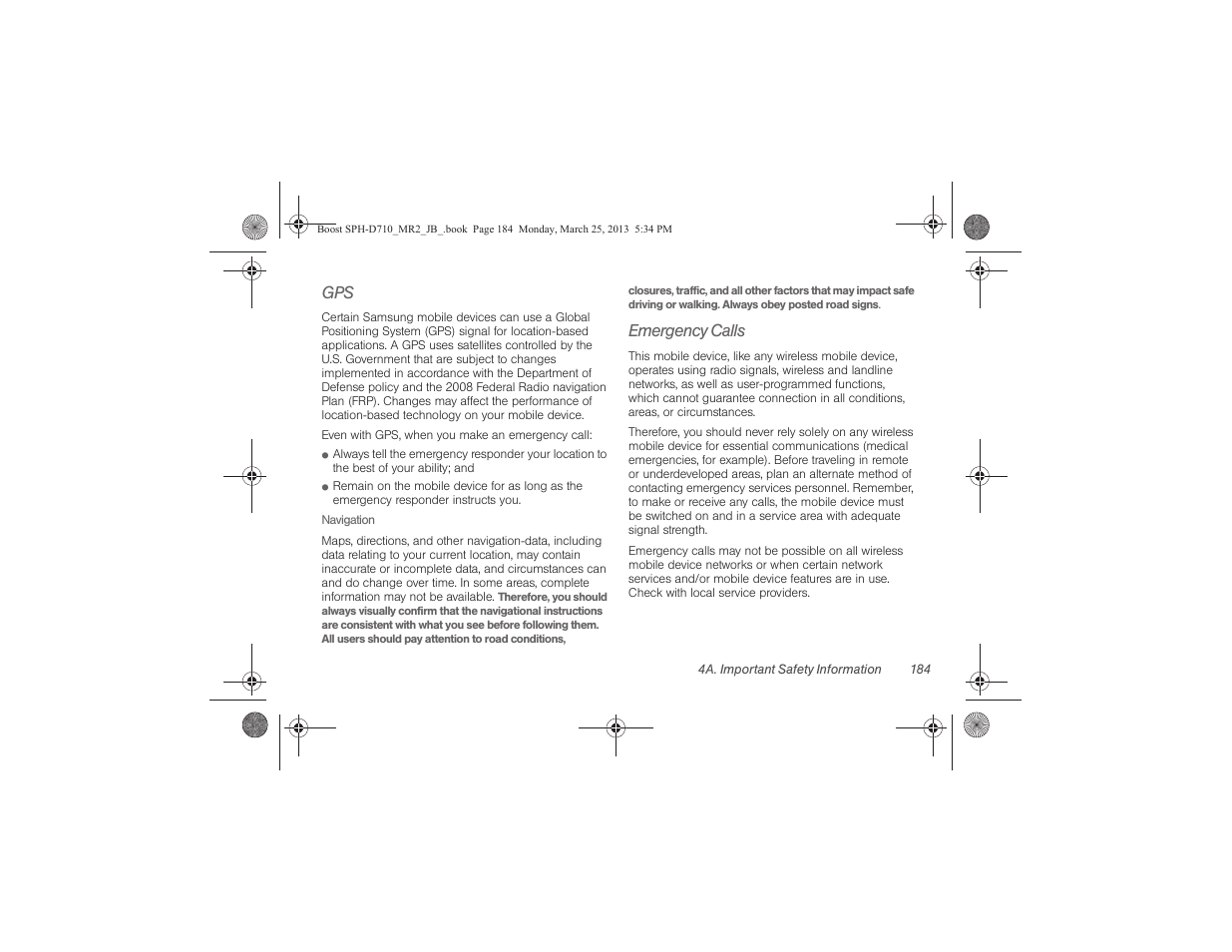 Emergency calls | Samsung SPH-D710ZWABST User Manual | Page 199 / 252