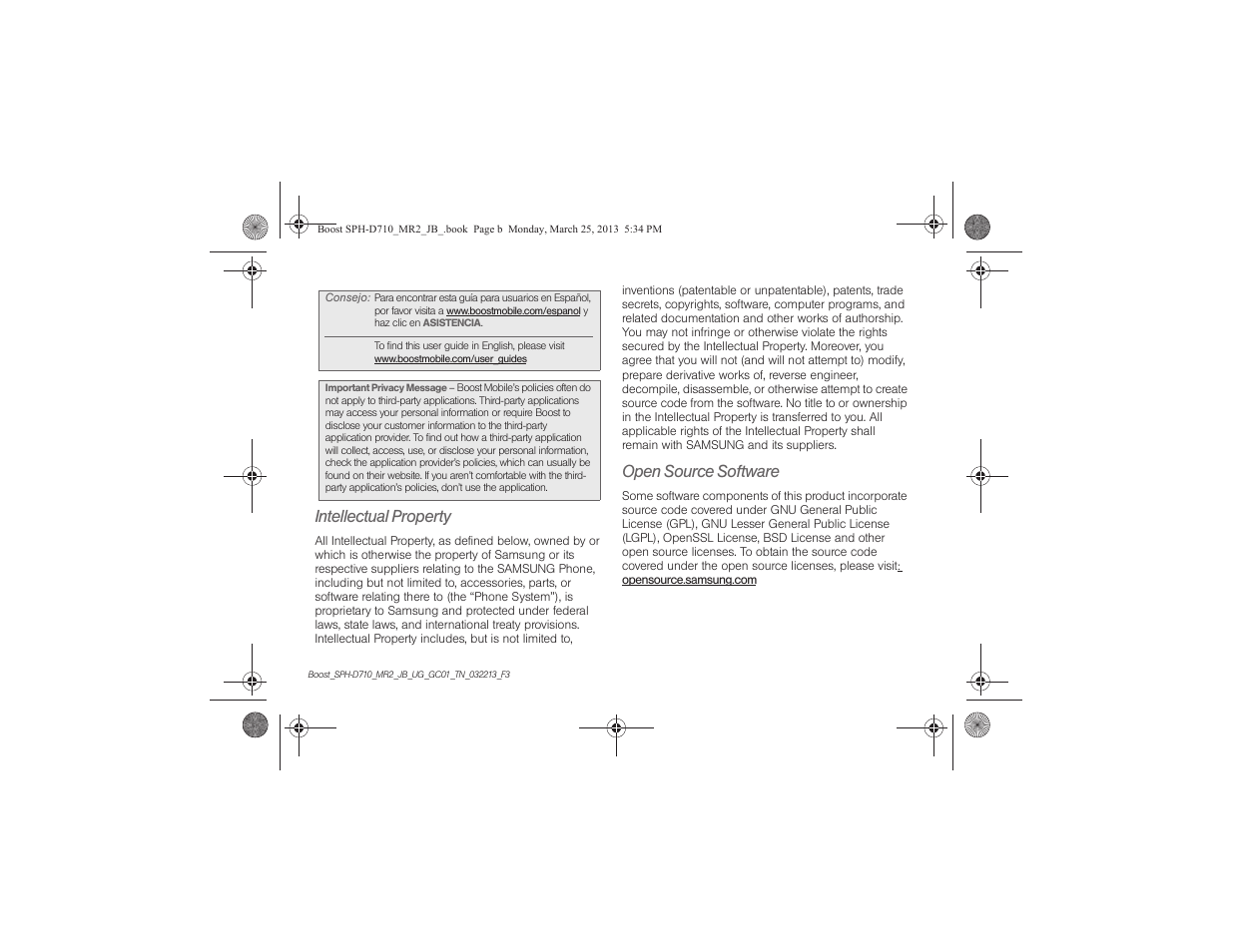 Intellectual property, Open source software | Samsung SPH-D710ZWABST User Manual | Page 2 / 252