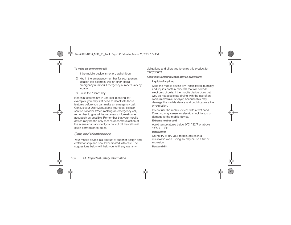 Care and maintenance | Samsung SPH-D710ZWABST User Manual | Page 200 / 252