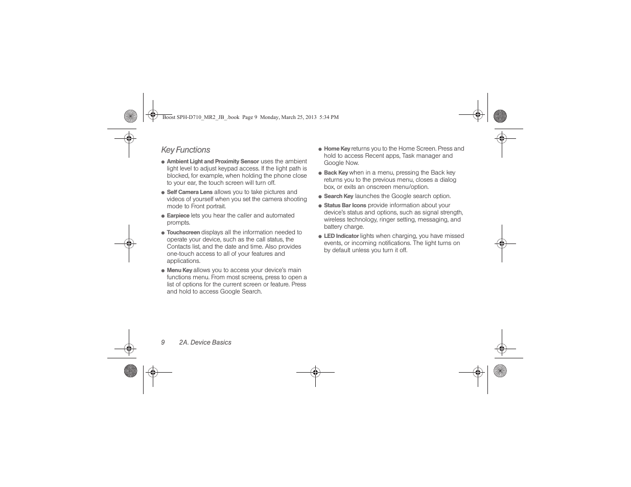 Key functions | Samsung SPH-D710ZWABST User Manual | Page 24 / 252