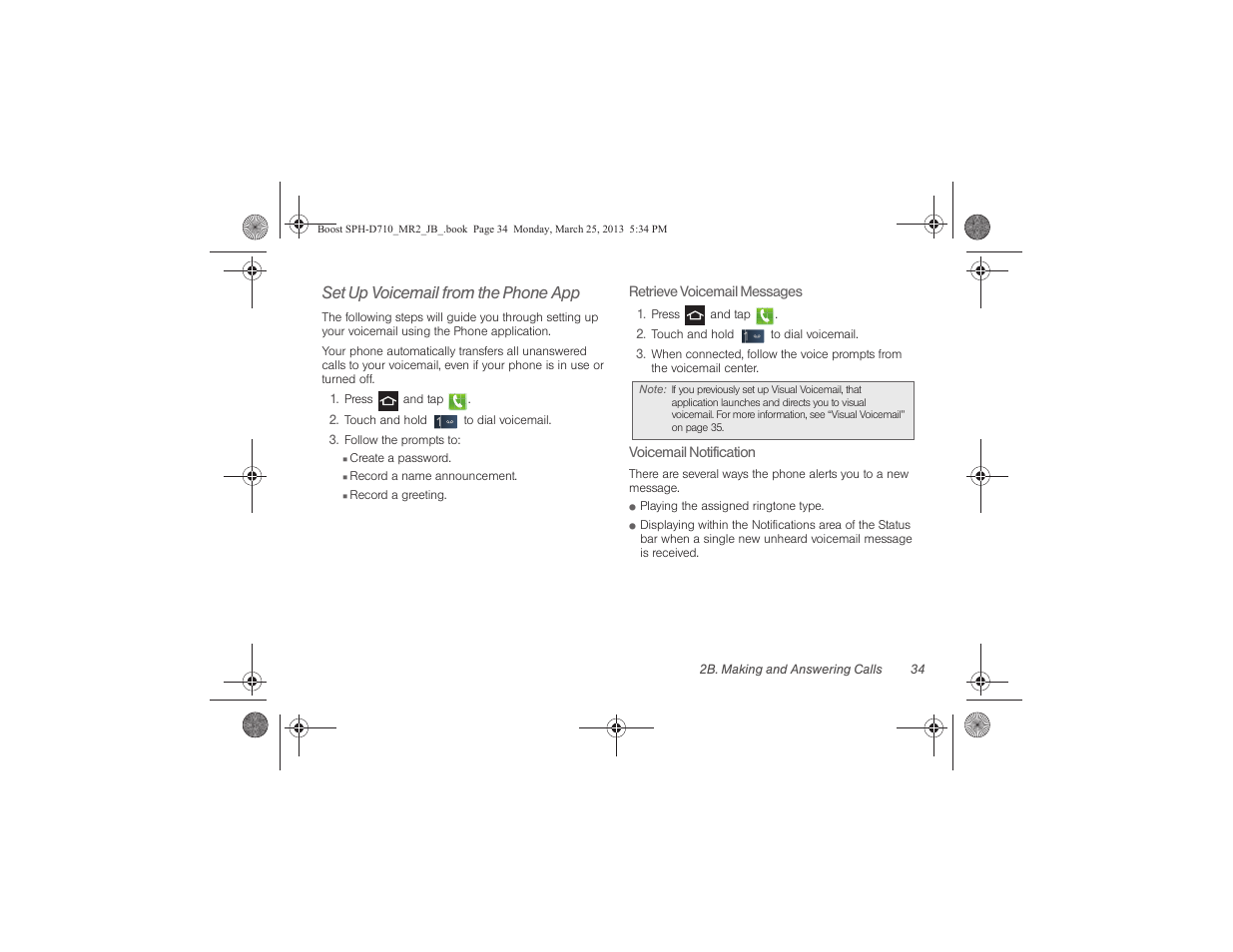 Set up voicemail from the phone app | Samsung SPH-D710ZWABST User Manual | Page 49 / 252