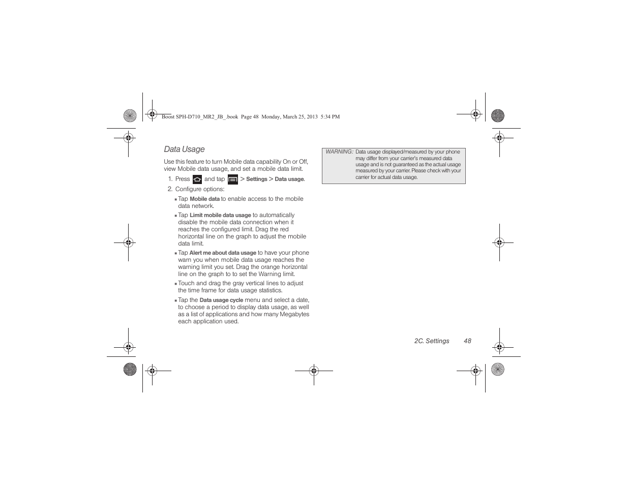 Data usage | Samsung SPH-D710ZWABST User Manual | Page 63 / 252