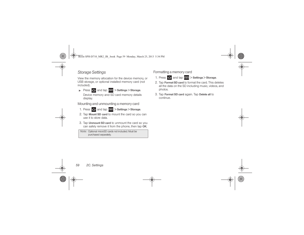 Storage settings | Samsung SPH-D710ZWABST User Manual | Page 74 / 252