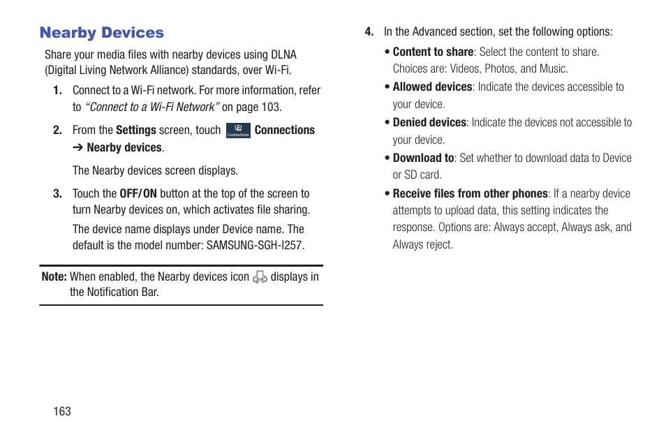 Nearby devices | Samsung SGH-I257ZKAATT User Manual | Page 170 / 218