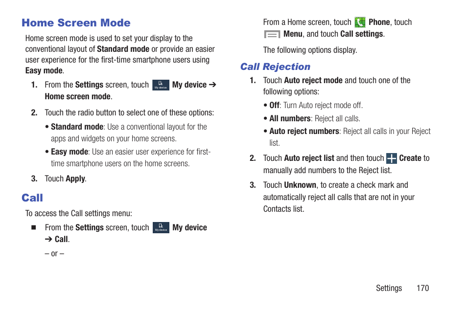 Home screen mode, Call, Home screen mode call | Samsung SGH-I257ZKAATT User Manual | Page 177 / 218