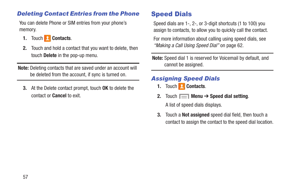 Speed dials | Samsung SGH-I257ZKAATT User Manual | Page 64 / 218