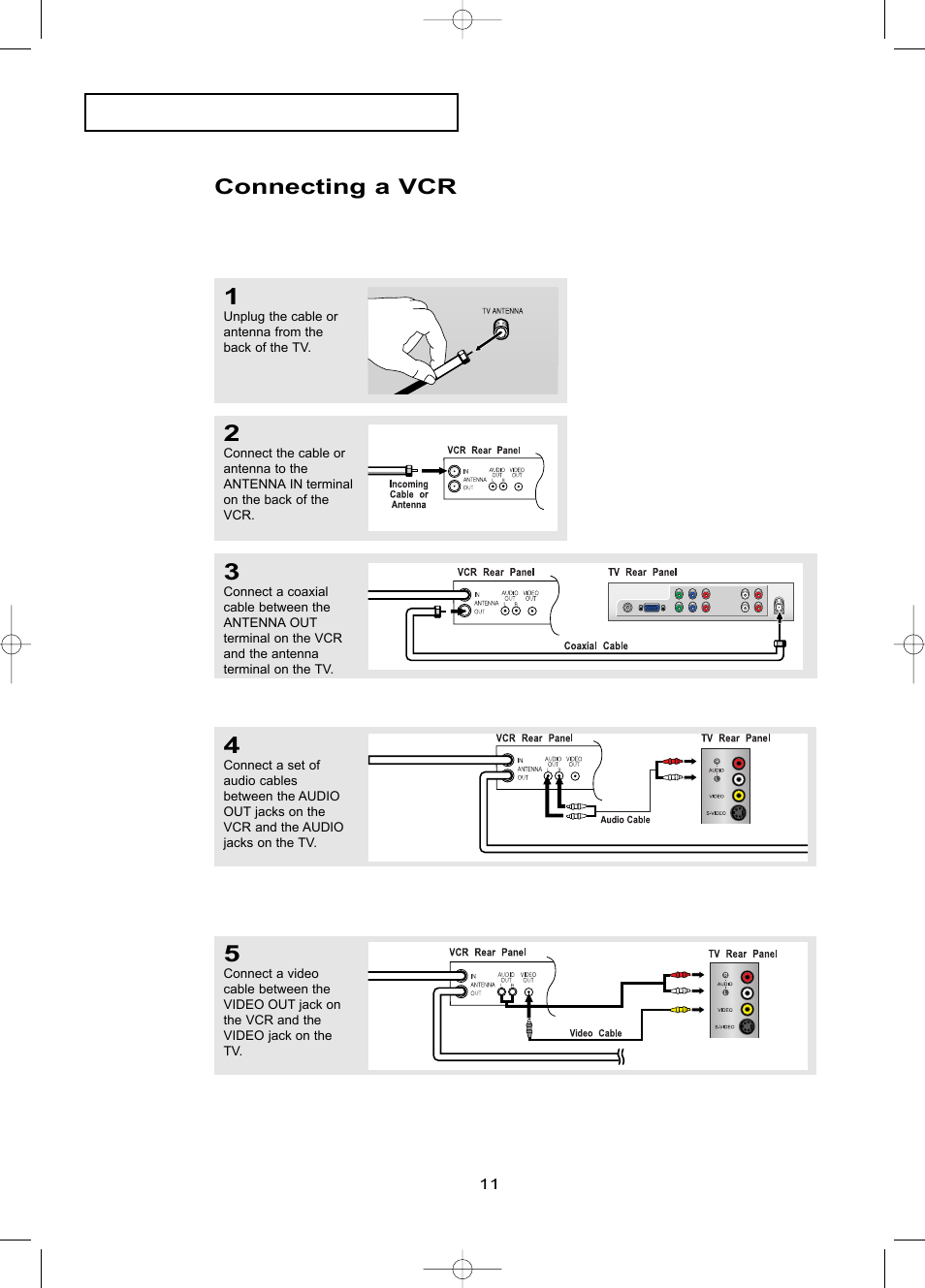 Connecting a vcr | Samsung LTN1785WX-XAA User Manual | Page 20 / 68