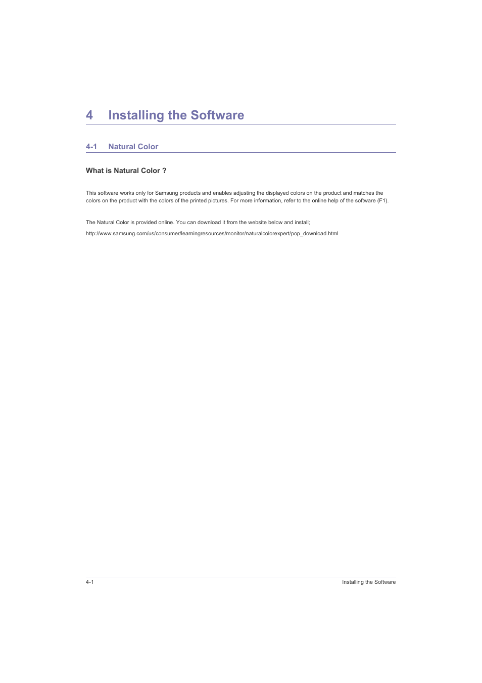 4 installing the software, 1 natural color, Installing the software | Natural color -1, 4installing the software | Samsung LS23LRZKU2D-ZA User Manual | Page 32 / 46