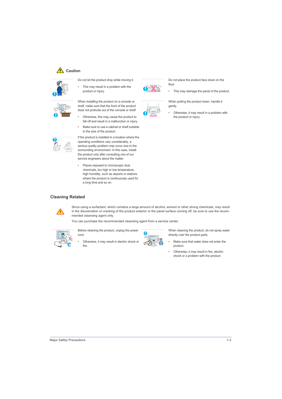 Cleaning related | Samsung LS23LRZKU2D-ZA User Manual | Page 9 / 46